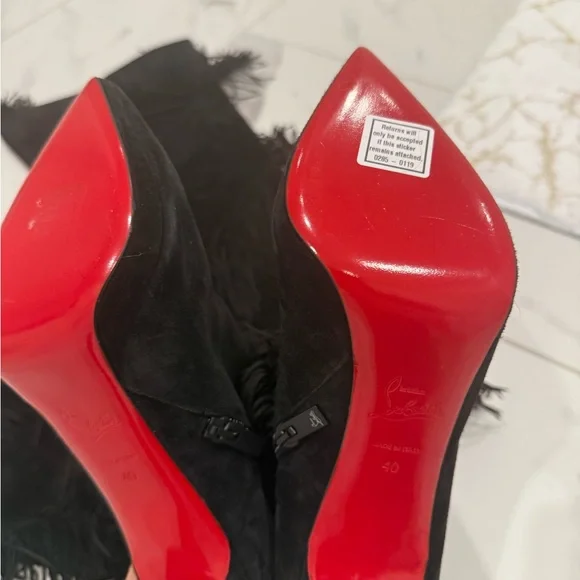 Christian Louboutin Bolcheva Black and Gold Fringe thigh high Boots 40EU/(9) NEW - Picture 10 of 11